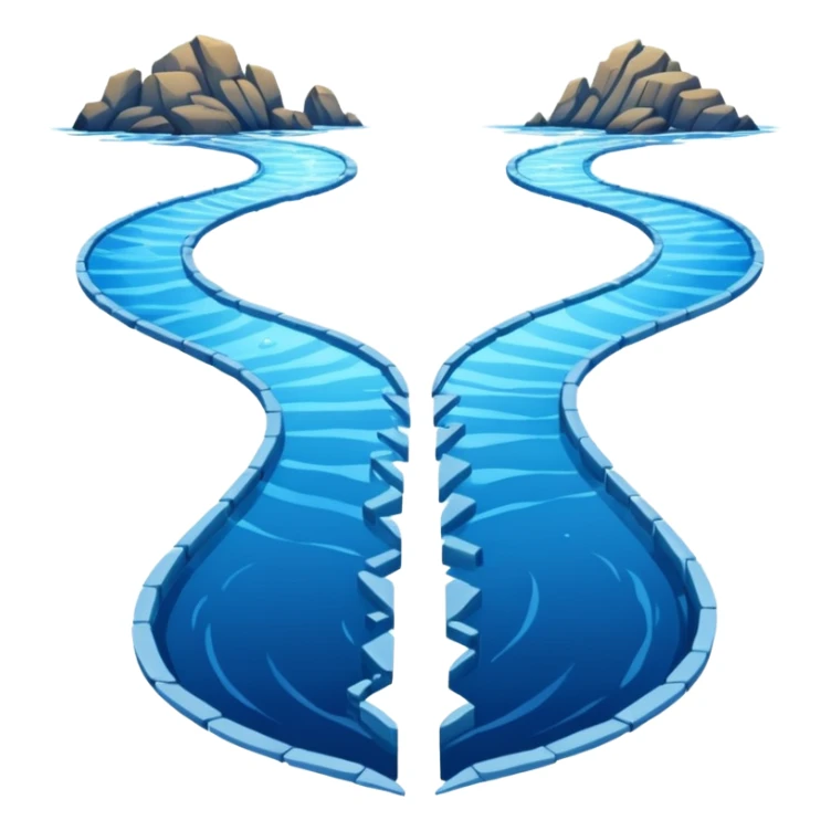 spliting of the sea in half, with a path in the middle sticker