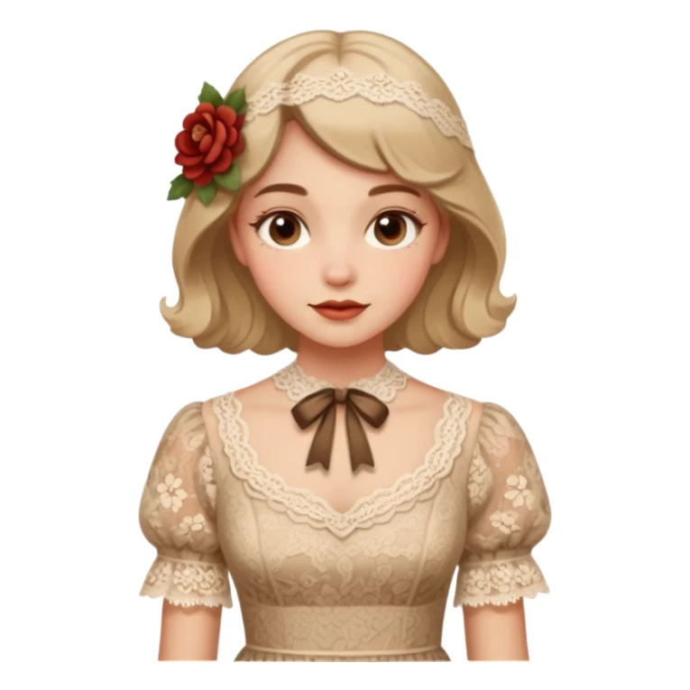 Cottagecore style realistic highly detailed with vintage material dress sticker