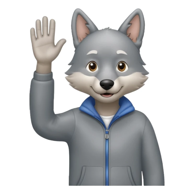 grandpawolf wholebody standing and waving his hand sticker