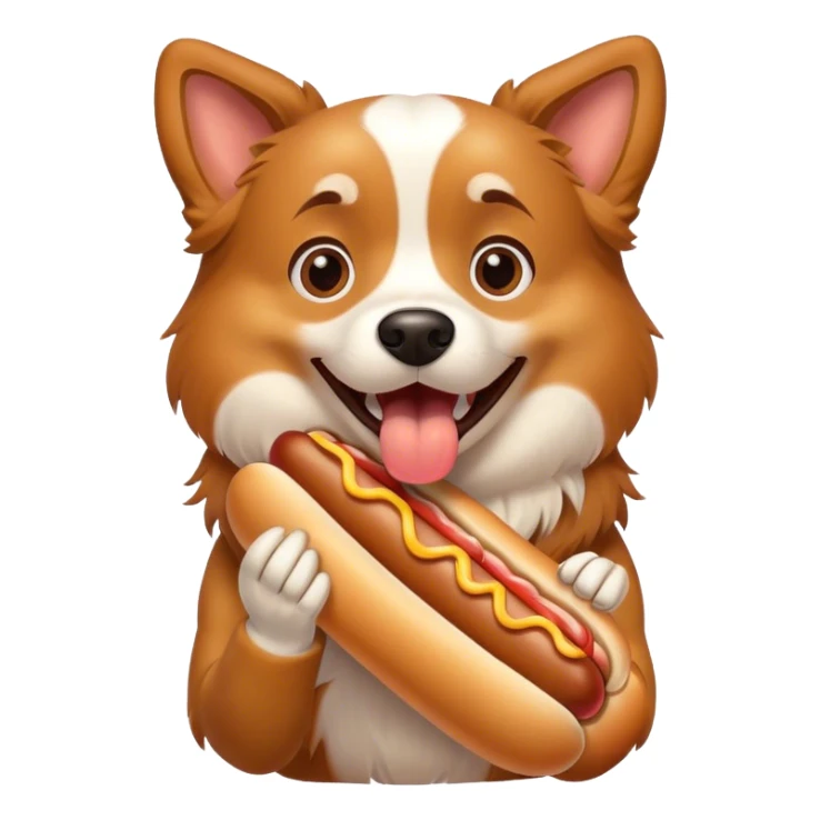 dog eating hot dog sticker