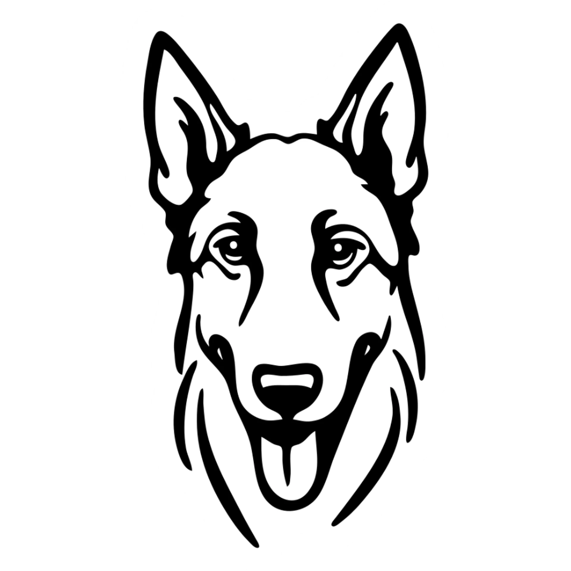 Hand-drawn black and white shepherd dog face sticker