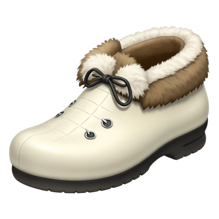 white crocks with fur lining in white color sticker