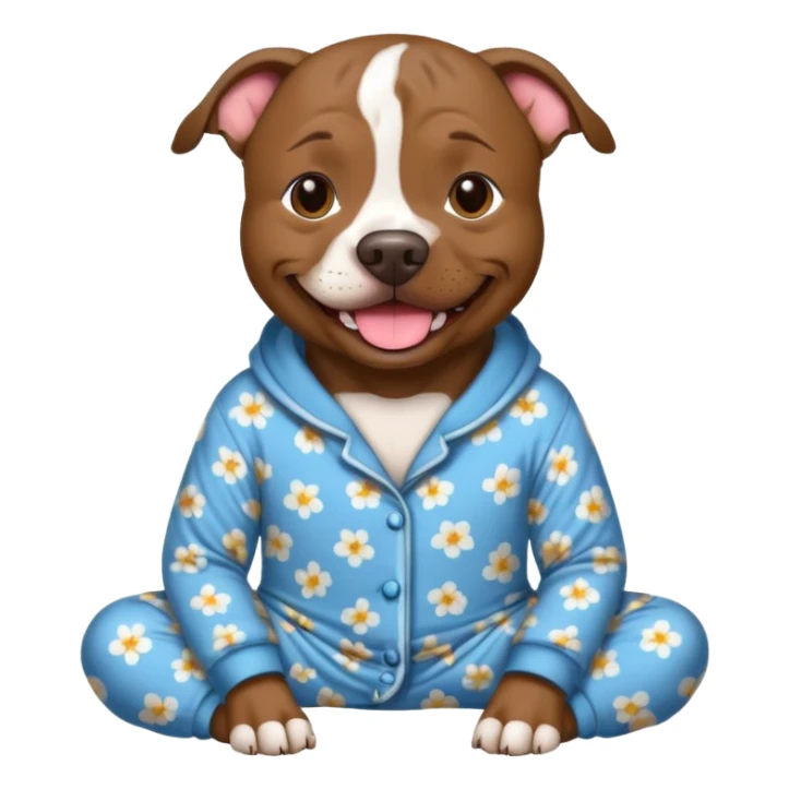 a brindle pit bull wearing comfy pajamas sticker