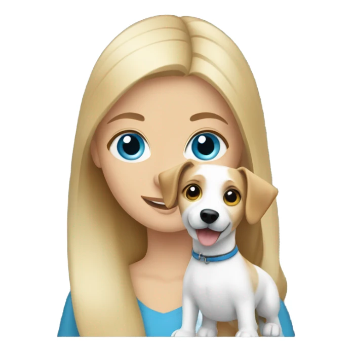 Blonde girl with blue eyes holding a Jack Russell  sticker