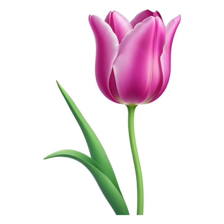 Cinematic Realistic Tulip Emoji, Elegant and simple, with soft, smooth petals in shades of pink and purple, gently curved and reaching upward. The slender green stem contrasts against the delicate bloom, while surrounding greenery adds a peaceful touch. Soft glowing outline, capturing the essence of springtime beauty and grace in a delicate tulip. sticker