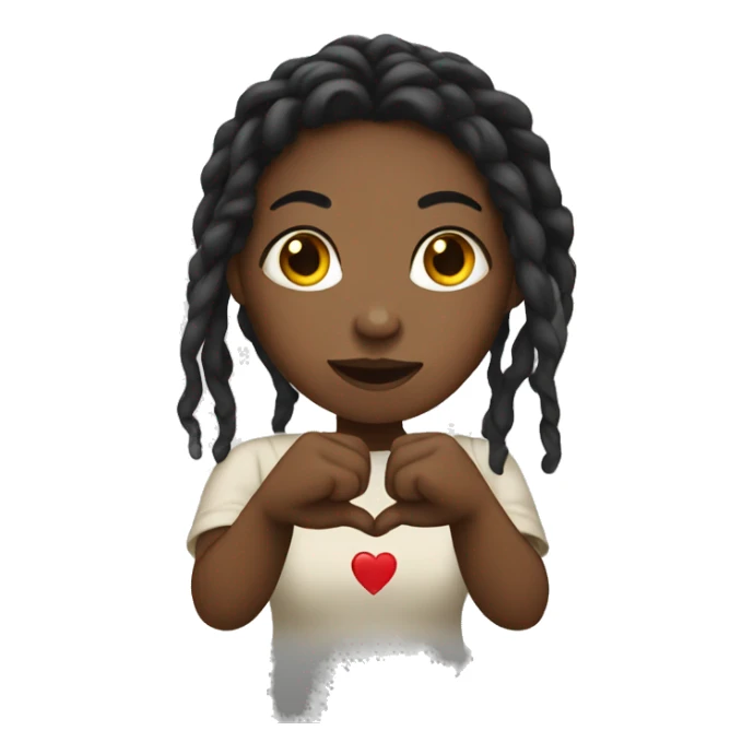 Black woman with dreads holding her hands in a heart symbol sticker