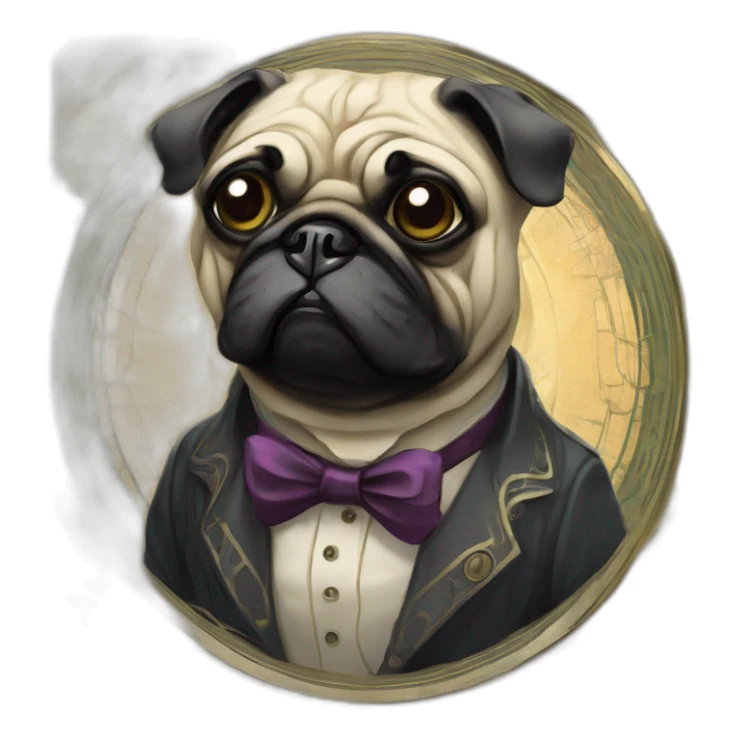 A cyberpunk pug in Art Nouveau style during 1910 sticker