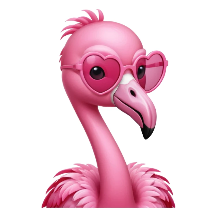 smiling flamingo with heart sunglasses sticker