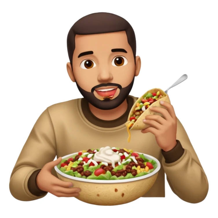 Drake eating a chipotle burrito bowl sticker