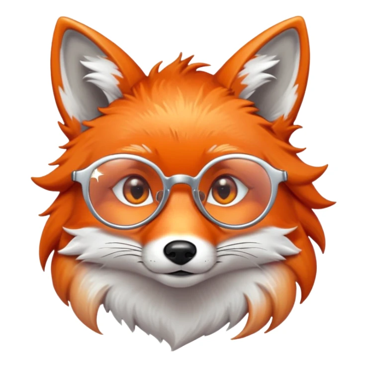 A sad fox with shimmering fur, a glowing tail, a silver star on its forehead, and round glasses, with a single tear rolling down its cheek. 🦊😢 sticker
