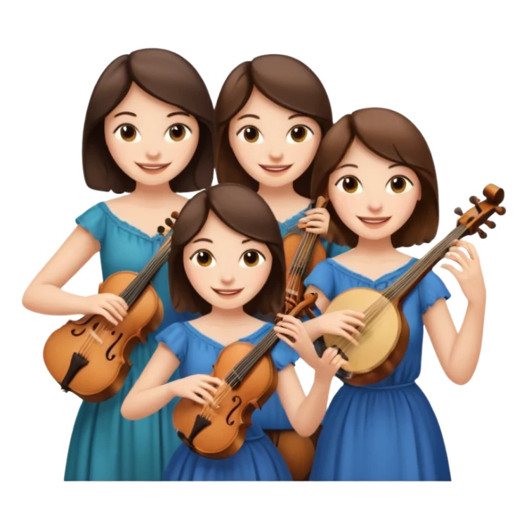 Create an imagine of three brunette women playing string instruments sticker