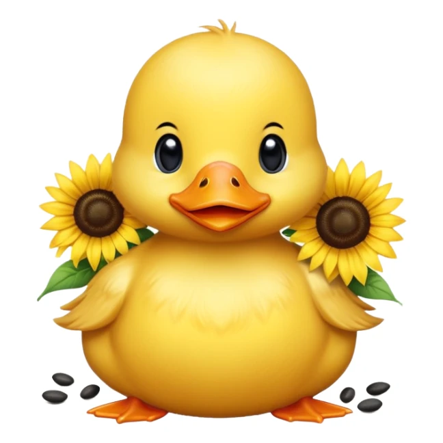 a baby duck surrounded by sunflower seeds sticker