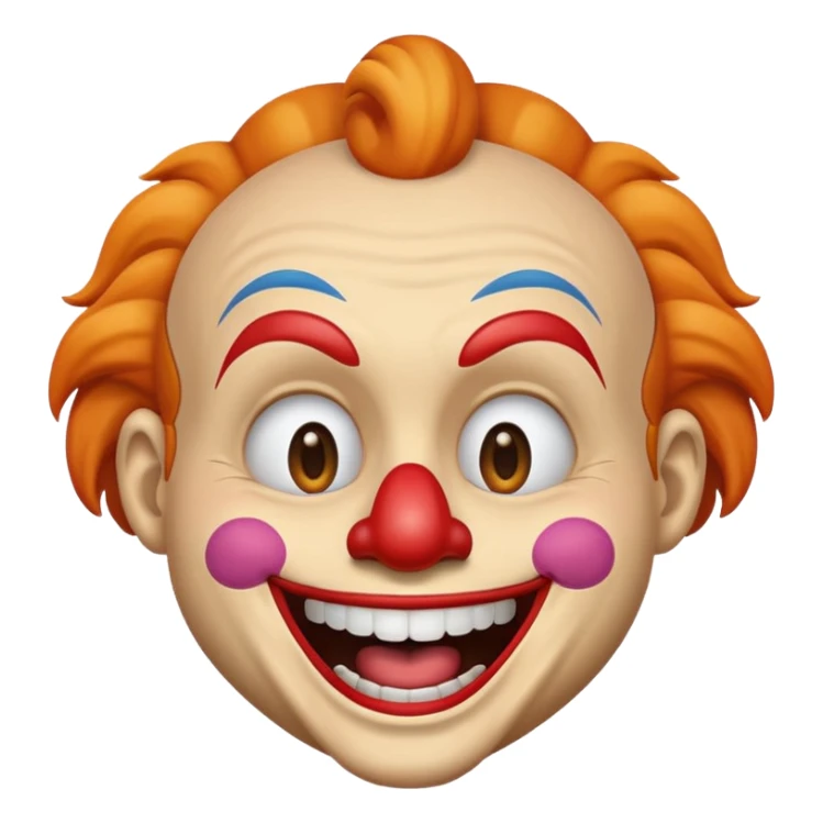 Emoji de mitad de cara de payaso y mitas de emoji riéndose  sticker