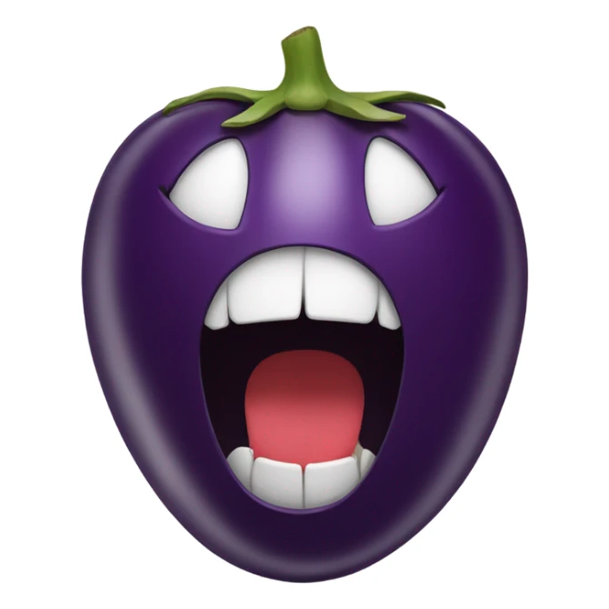 Open mouth with egg plant in the middle sticker