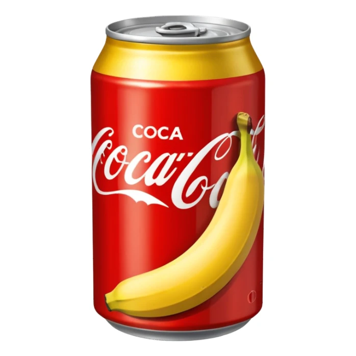 Create a can of coca cola vanilla with a banana color  sticker