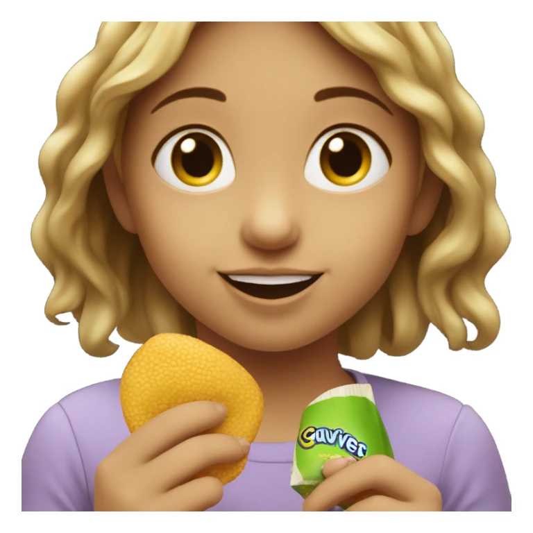 Small girl eating quavers  sticker