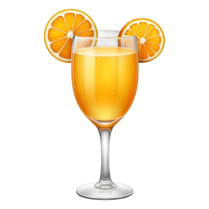 glass of mimosa with an orange slice sticker