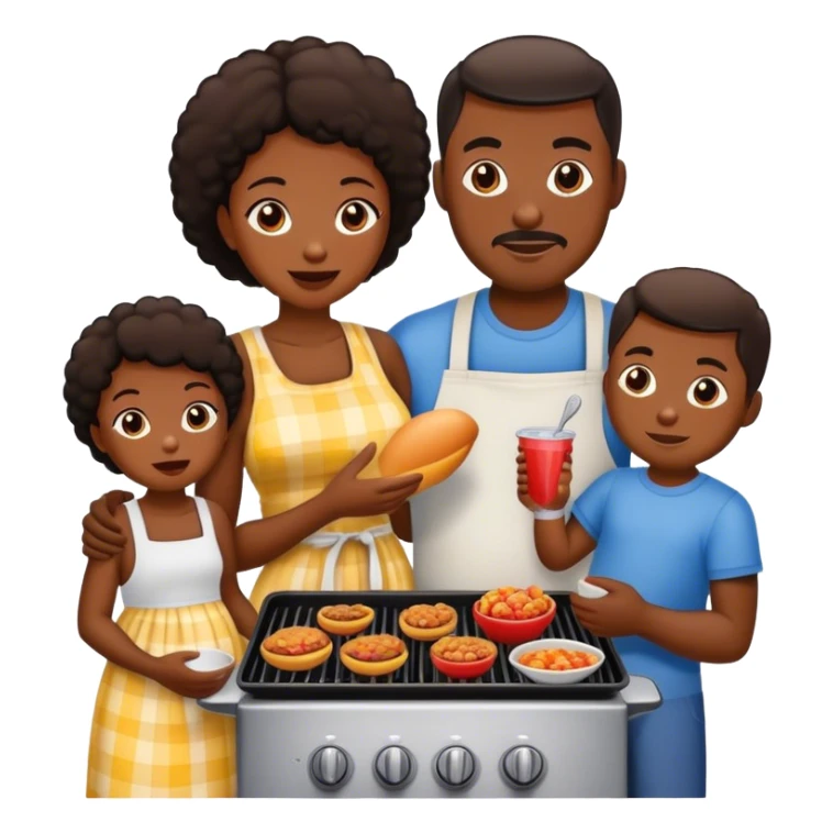 cookout with black family mom,dad,daughter,son, and baby sticker