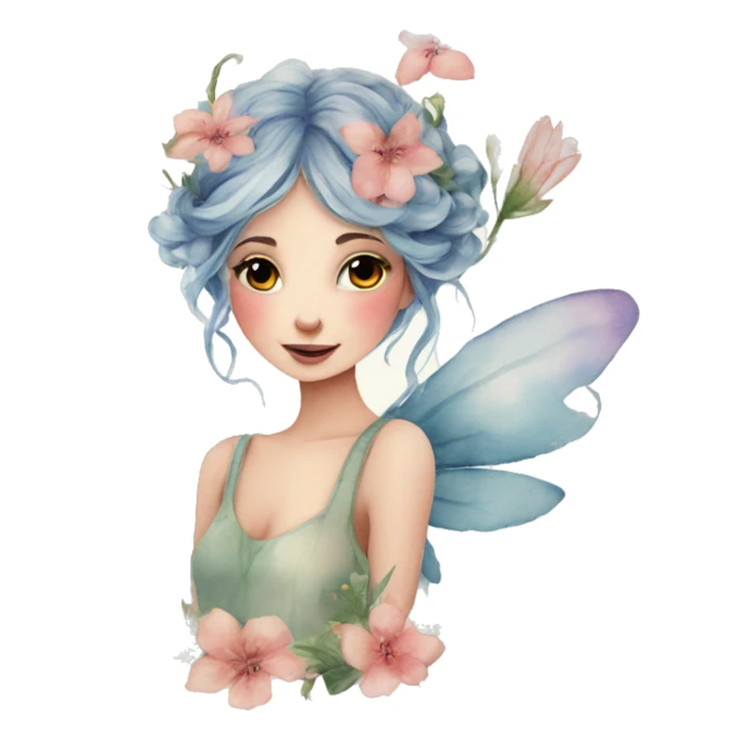 Watercolor fairy floral feminine  sticker