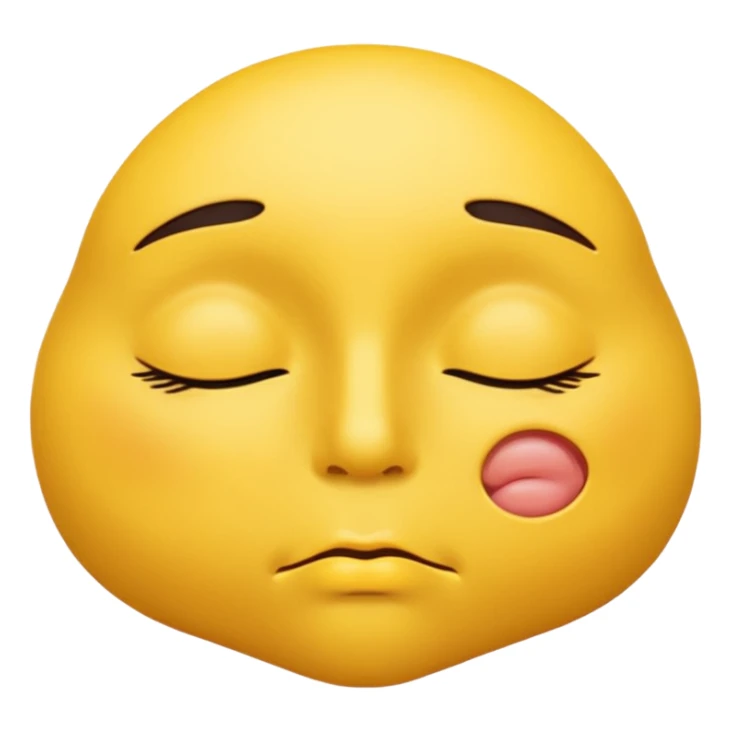puckering lips with eyes closed tightly. yellow face sticker