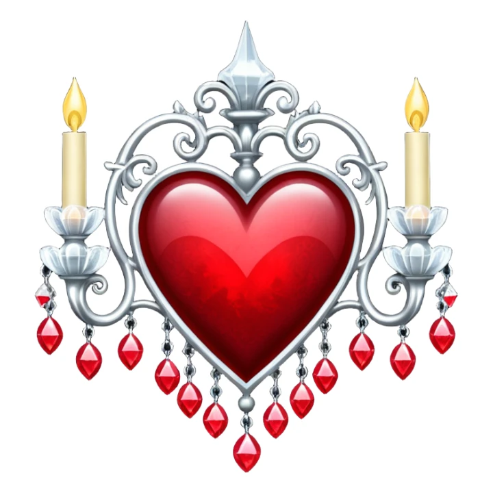 heart with gothic chandelier crystals sticker