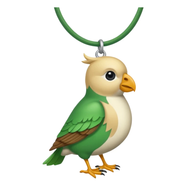 un oiseau classique vert avec un collier autour de son coup avec des breloque argentées et un seul poil blond qui fait une petite bouclette sur le front  sticker