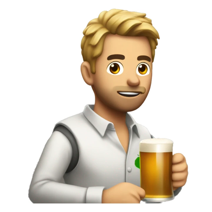 Persona tomando cerveza levantando el pulga sticker