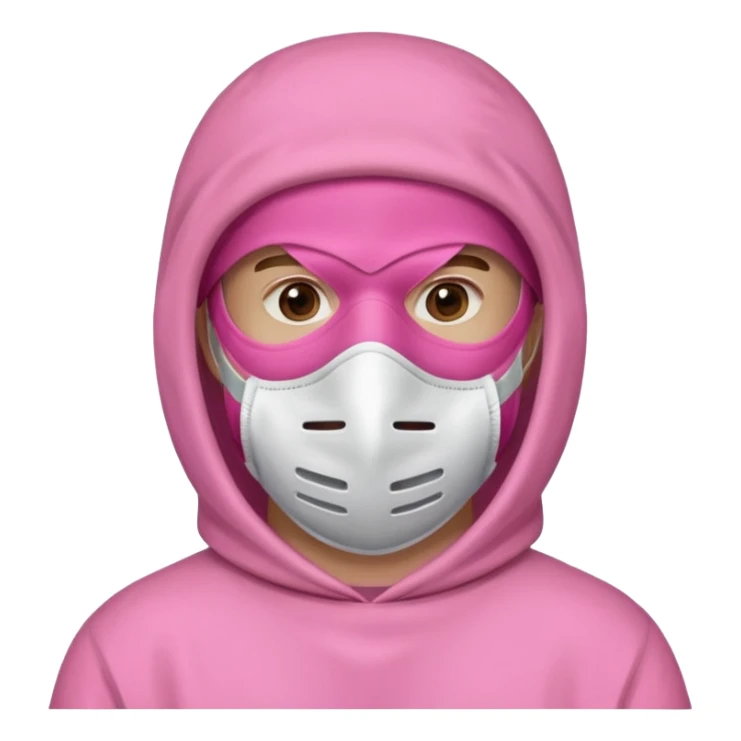 man in pink protection clothes with full-faced pink mask covered whole face sticker