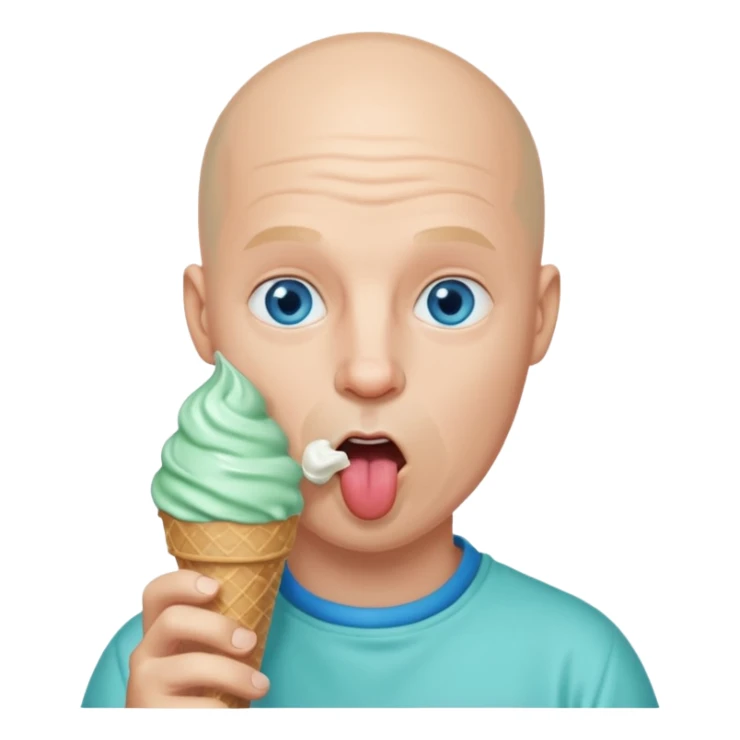 Bald man with blue eyes Licking a mint ice cream cone sticker