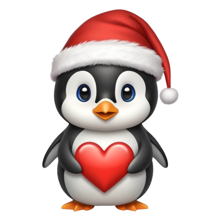 Pingüino bebe con un gorrito de Navidad y un corazón  sticker
