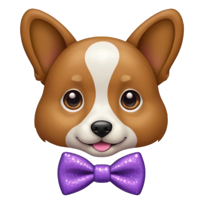 Cachorro adulto com gravata roxa com glitter sticker