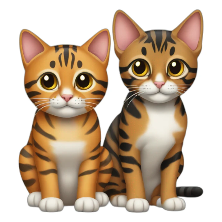 two-cats-bengal-and-small-cat-black-together sticker