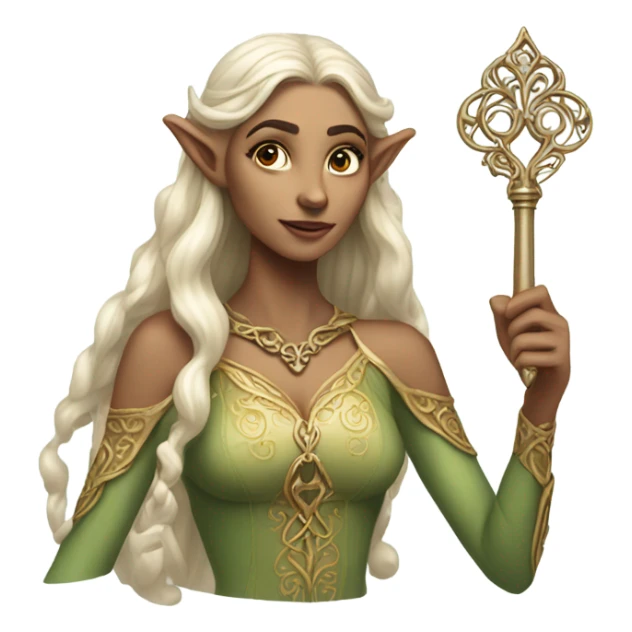 an elf woman login holding a big key sticker