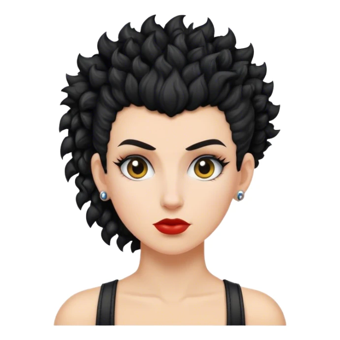 mulher branca de cabelo moicano preto enrolado sticker