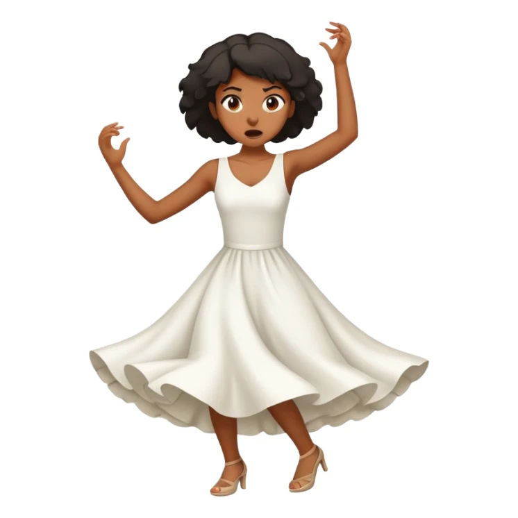 Black girl angrily dancing with a white dress sticker