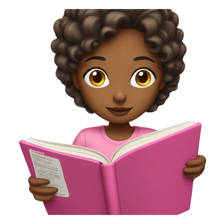 Brunette girl in pink reading book sticker
