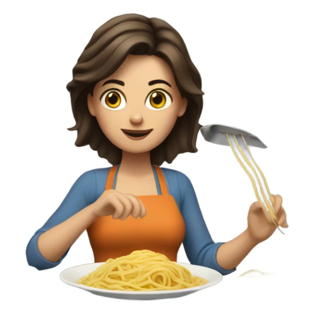 Brunette woman making spaghetti  sticker