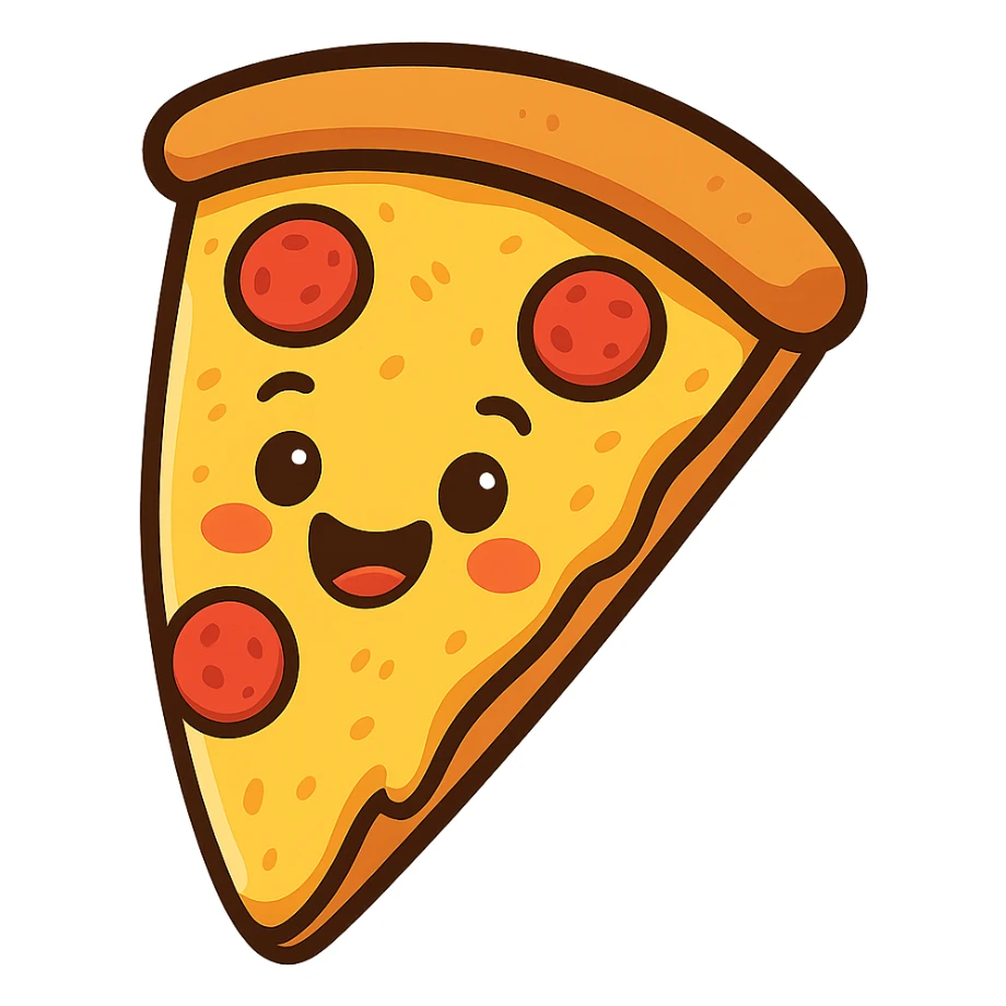 happy slice of pizza, general style, cheerful and inviting sticker
