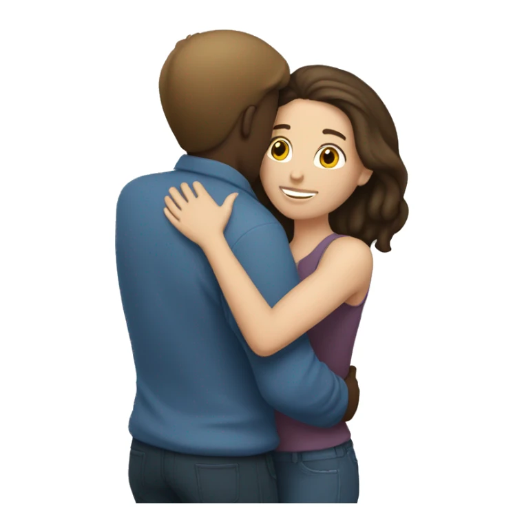 Brunette white woman brunette white man hug sticker