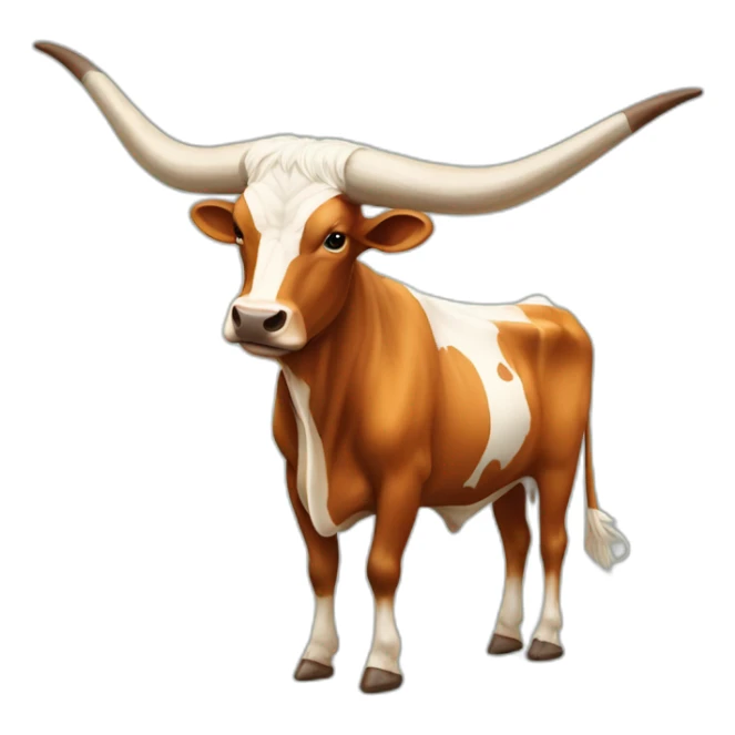texas Longhorn, ridiculously twisted long horns, full body, not skinny sticker