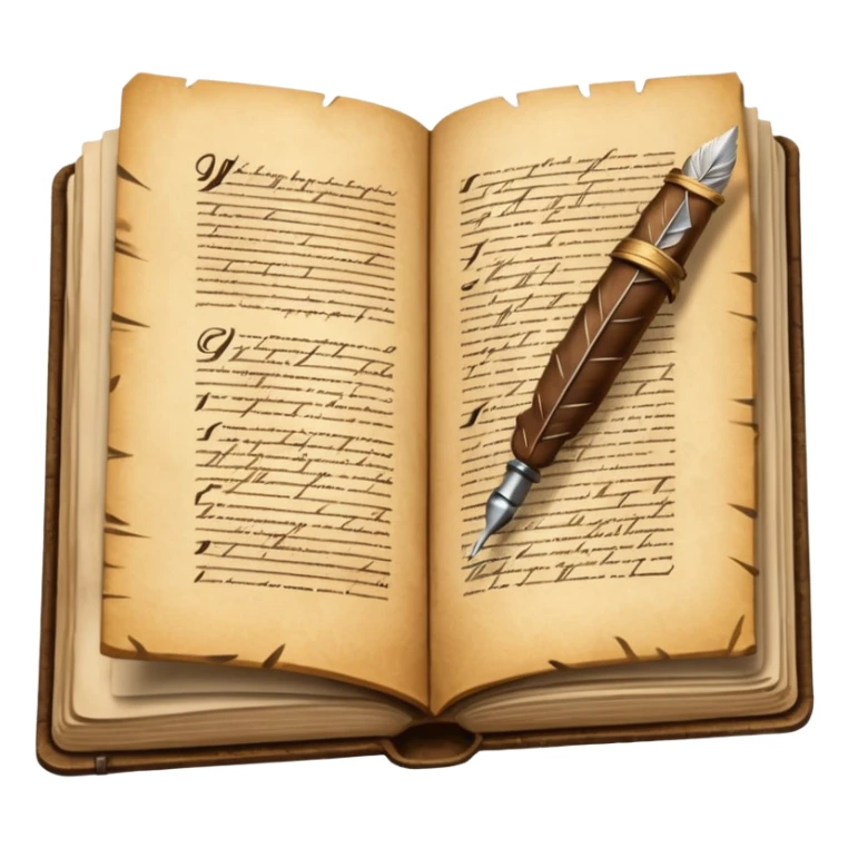 open history book with a quill pen sticker