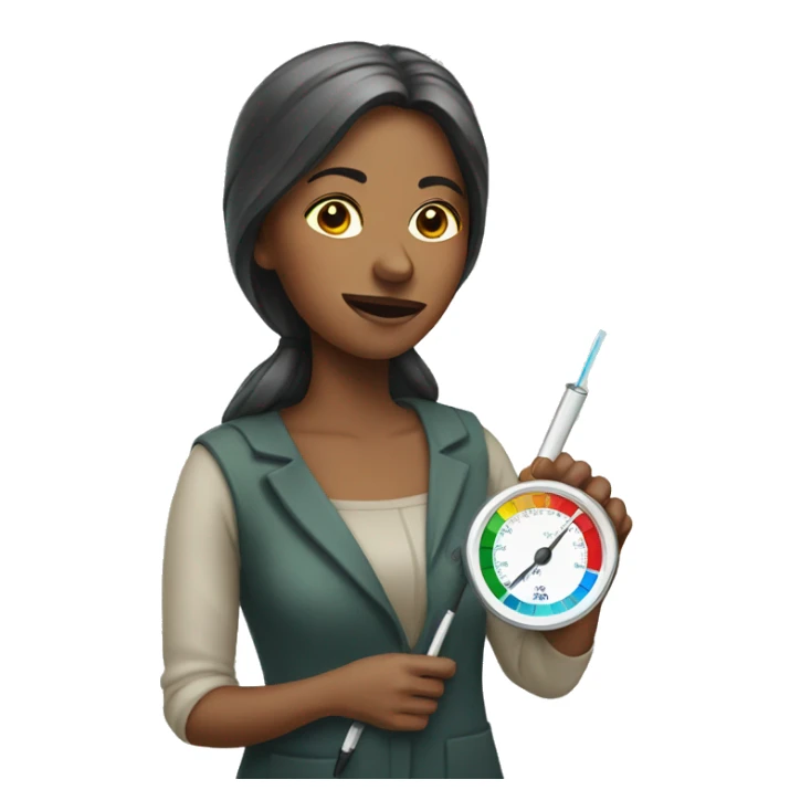 Woman with thermometer  sticker