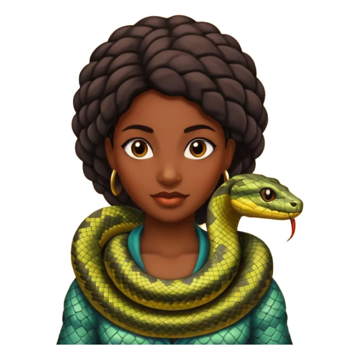 black woman with snake on shoulders sticker