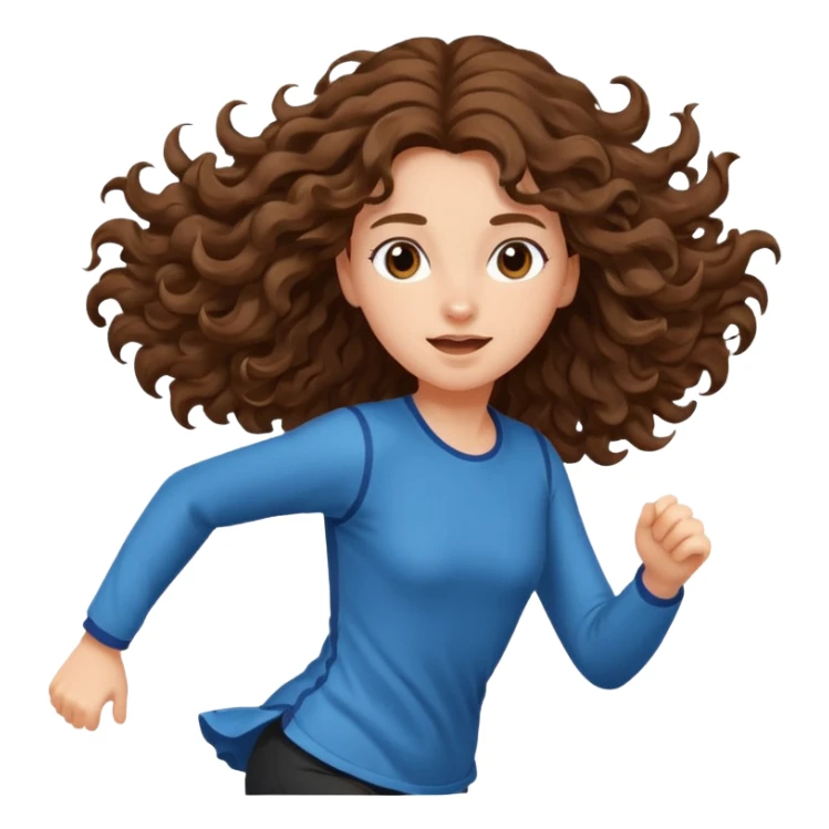 curly brown hair long girl running sticker