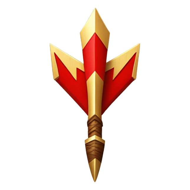 wooden arrow with bright red fletching and golden arrowhead   sticker
