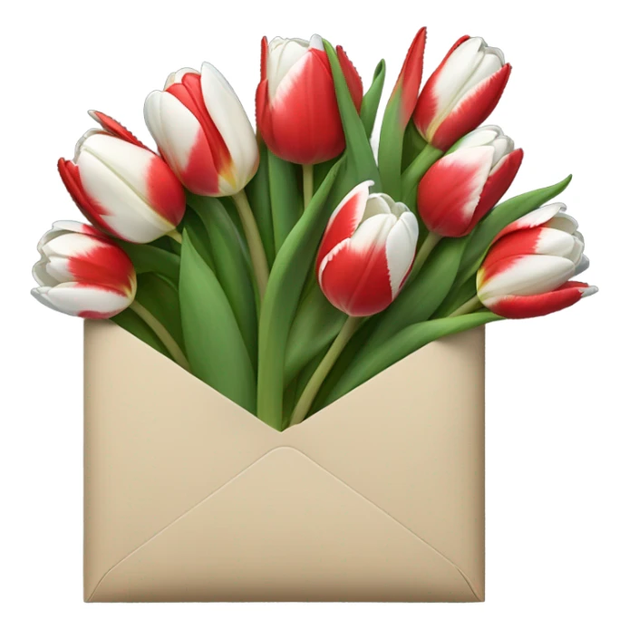 Colour: #D4CCC2 Envelope with 4 red tulips and 4 white tulips in. Make the envelope full of tulips sticker