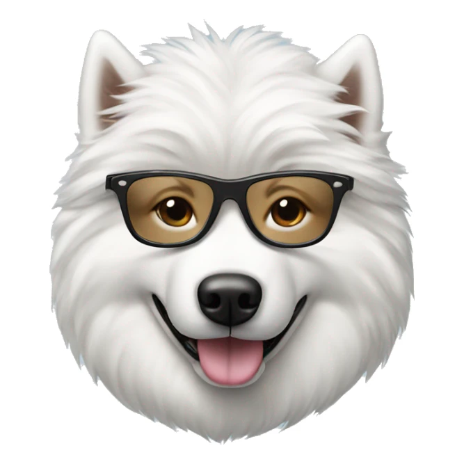 Samoyed dog wearing black glasses sticker