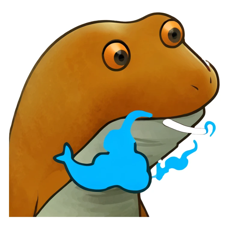 Orange dolphin blowing smoke in the shape of a five point star sticker