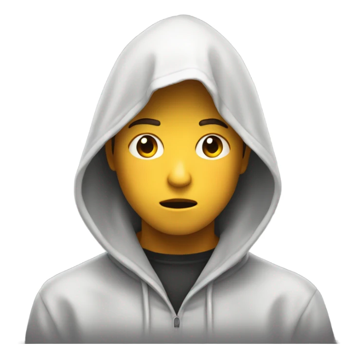 hooded boy portrait gazing forward shocked  sticker