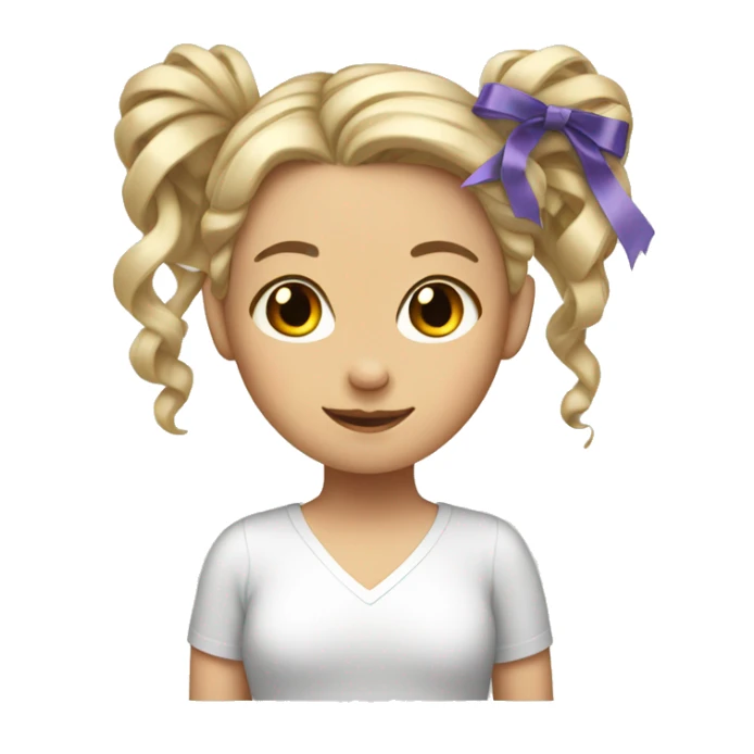 white girl with ribbons in her hair sticker